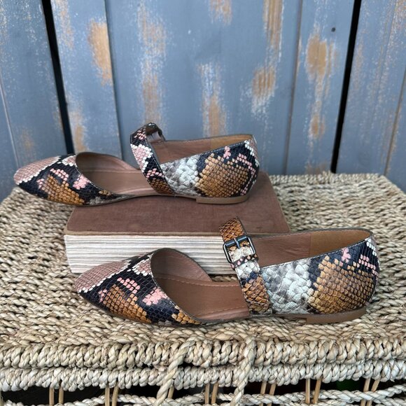 Madewell Alina Mary Jane Snake Embossed Leather Flat Sz 7 - Picture 8 of 14